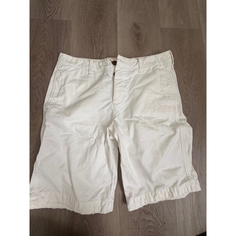 Hollister Mens Chino Shorts 31 Off White Cream Cotton Twill Casual Summer